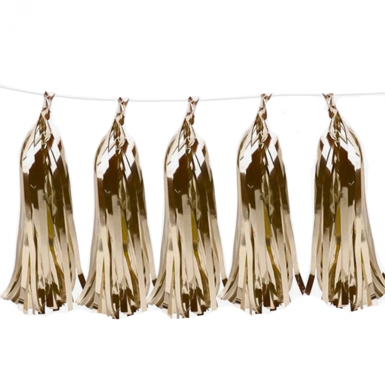 Гирлянда фольгированная "Тассел" Античное золото